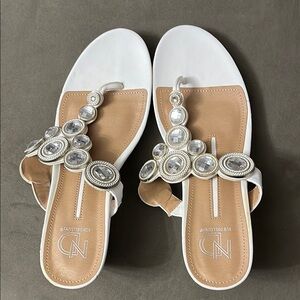 New Directions White Embellished Sandals